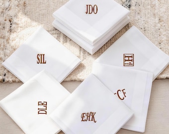Personalized Embroidered Handkerchief for Groomsmen | Custom Monogram Wedding Hanky Fathers Day Gifts Idea