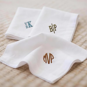 Personalisiertes besticktes Taschentuch für die Trauzeugen | Benutzerdefinierte Monogramm Hochzeit Hanky Vatertag Geschenk Idee
