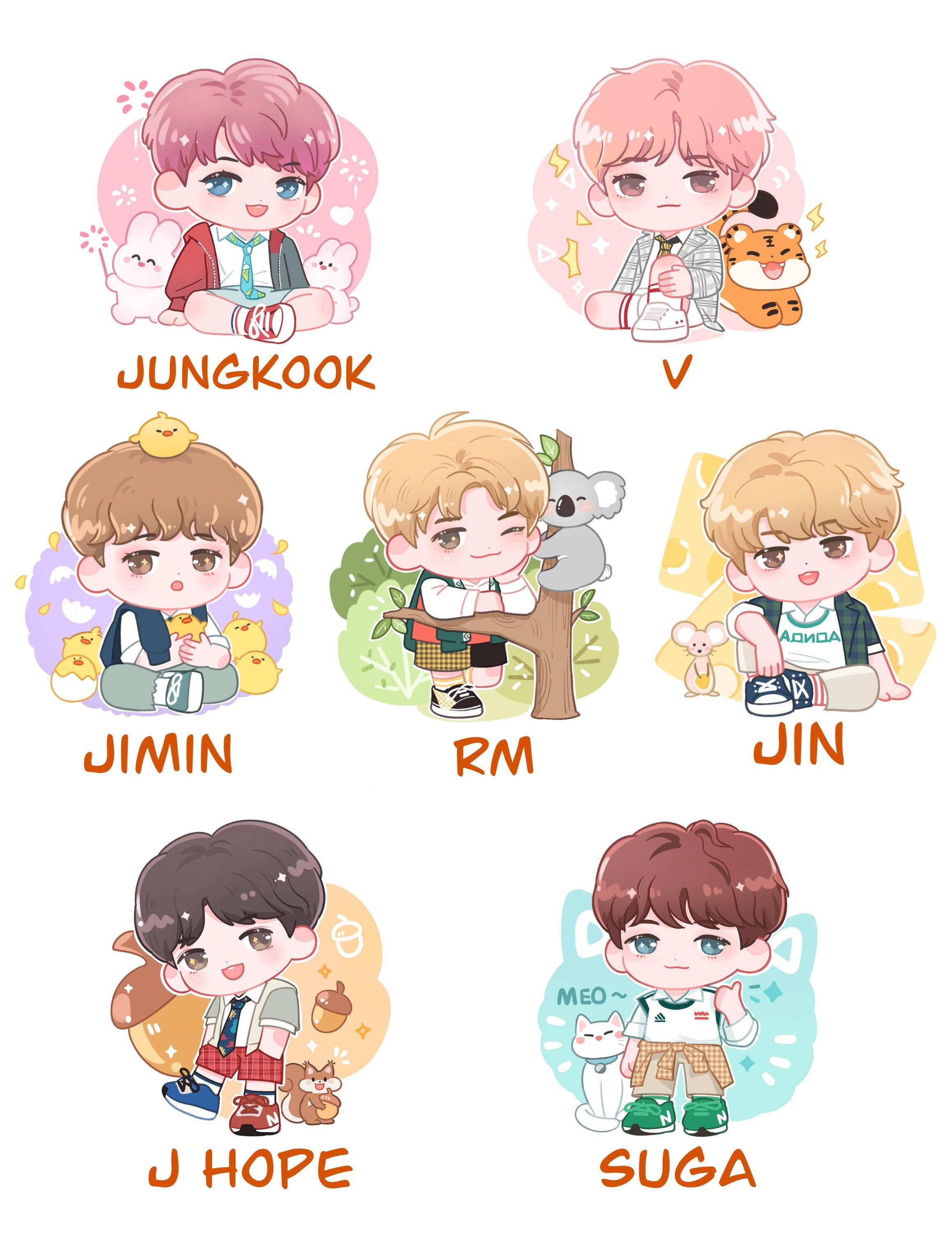 BTS Sticker Cartoon Waterproof Bts Jungkook j Hope V Jimin Jin