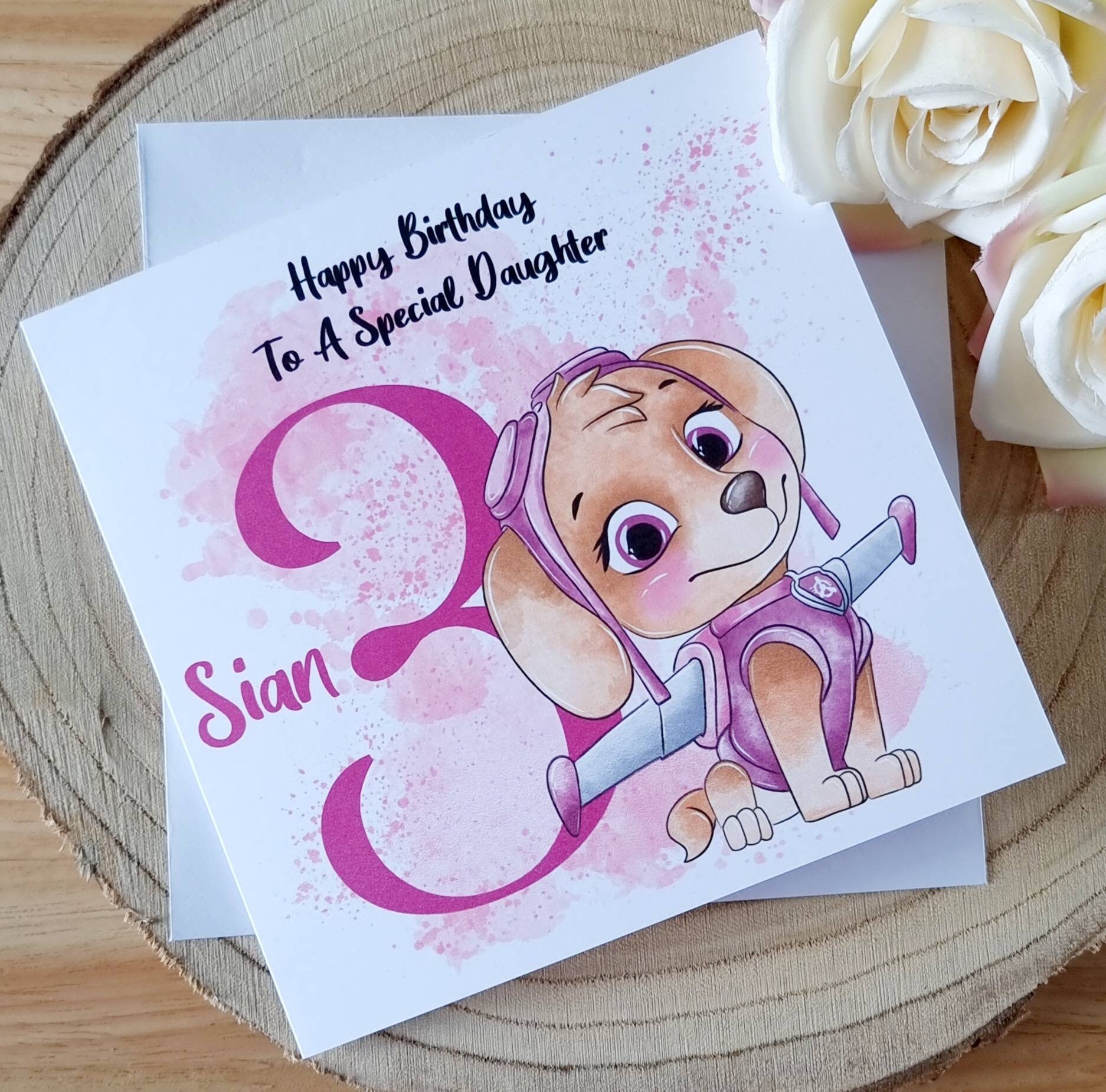 Personalised Paw Patrol Skye Birthday Card 6 x 6 Sister | Etsy