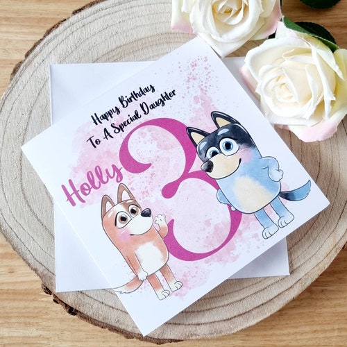 Personalised Bluey Birthday Card 6 X 6 Granddaughter Sister Etsy