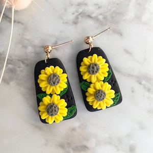 Double Happiness // Sunflower Collection // Polymer Clay Earrings // Handmade