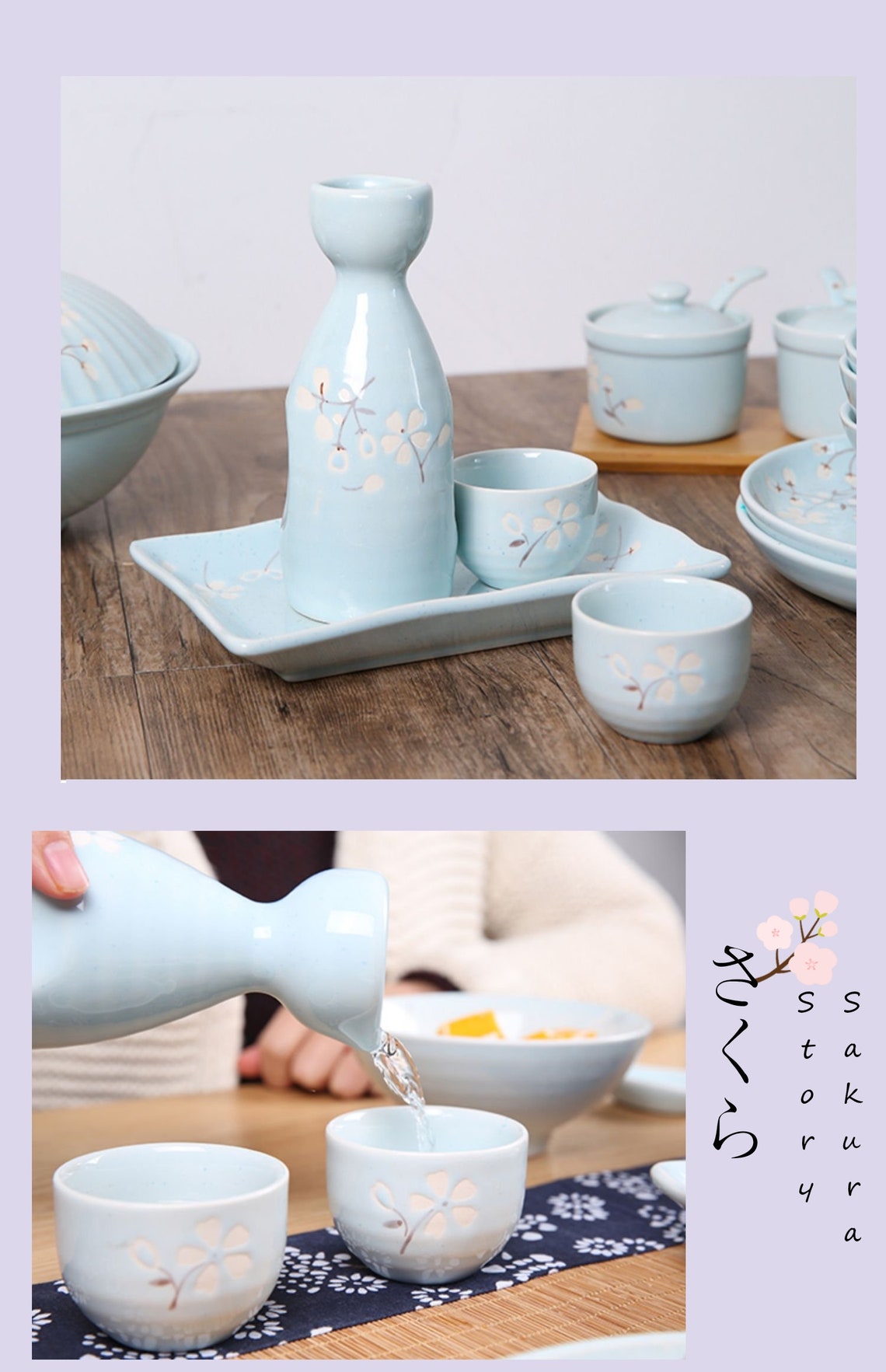 Japanese Ceramic Dinnerware SetSakura Story Etsy