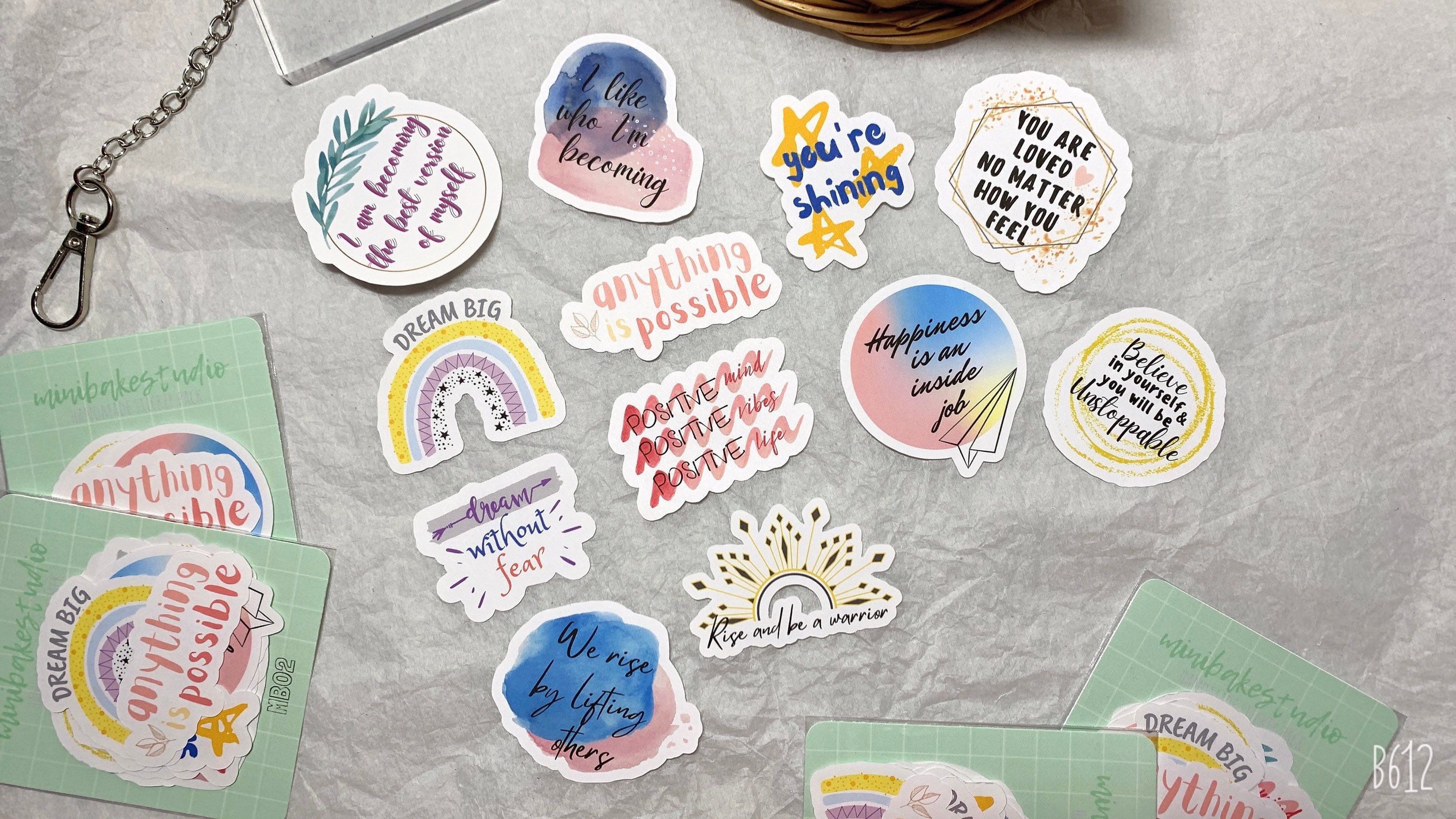 Positive Sticker Diy 12 Positive Stickers Pack/positivity Quotes/positivity Quote Stickers ...