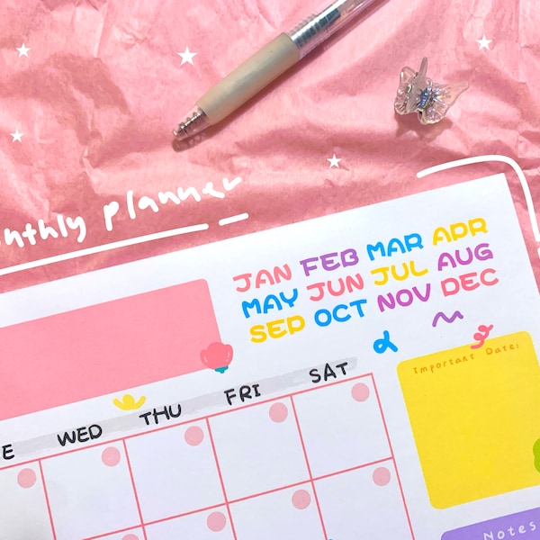 Monthly planner pad/Desk Planner/Monthly Notepad/Monthly Planner/Updated Planner