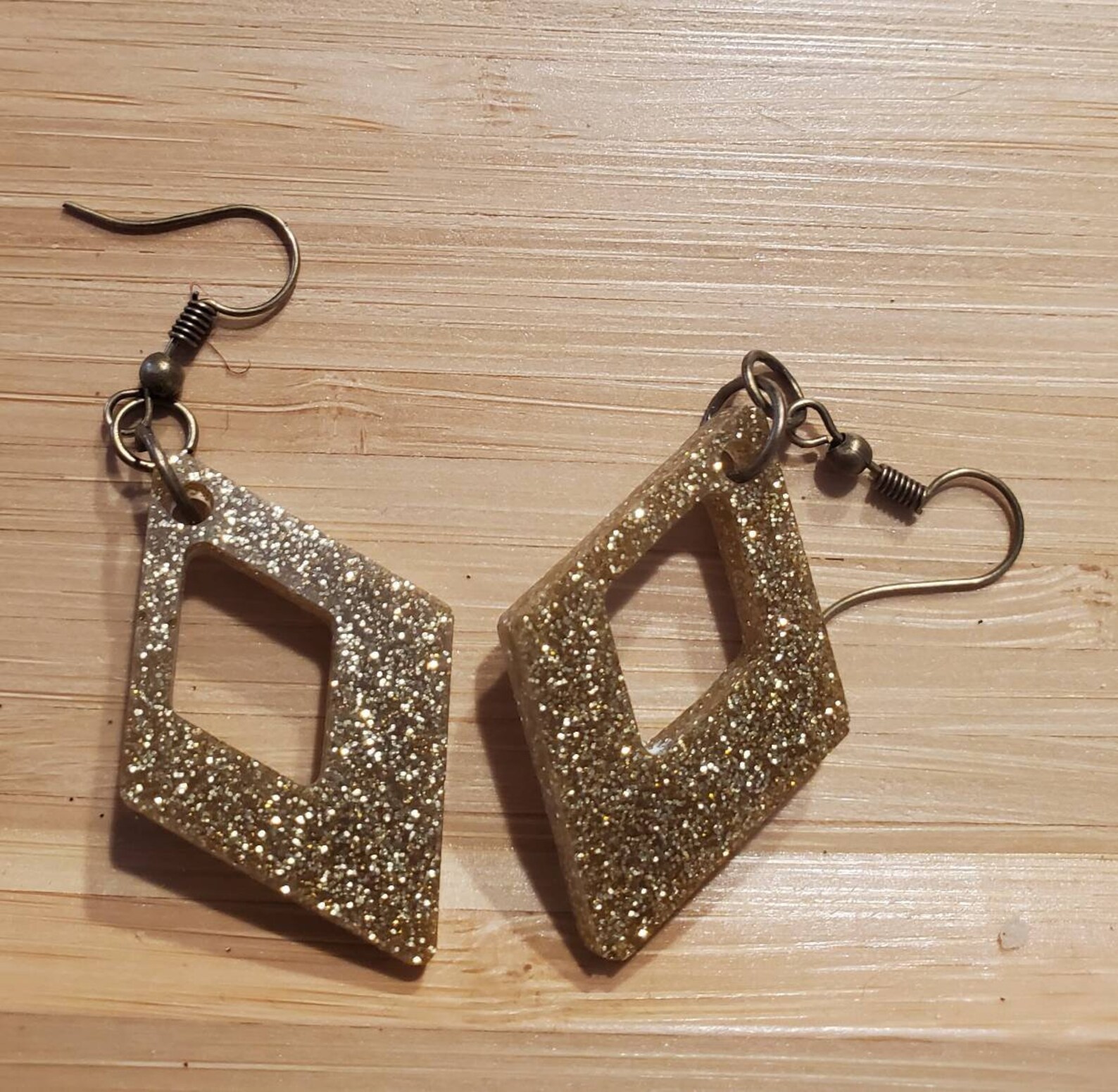 Gold sparkle dangle earrings Etsy