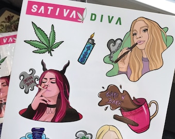 Sativa Diva Sticker Sheet (8x10")