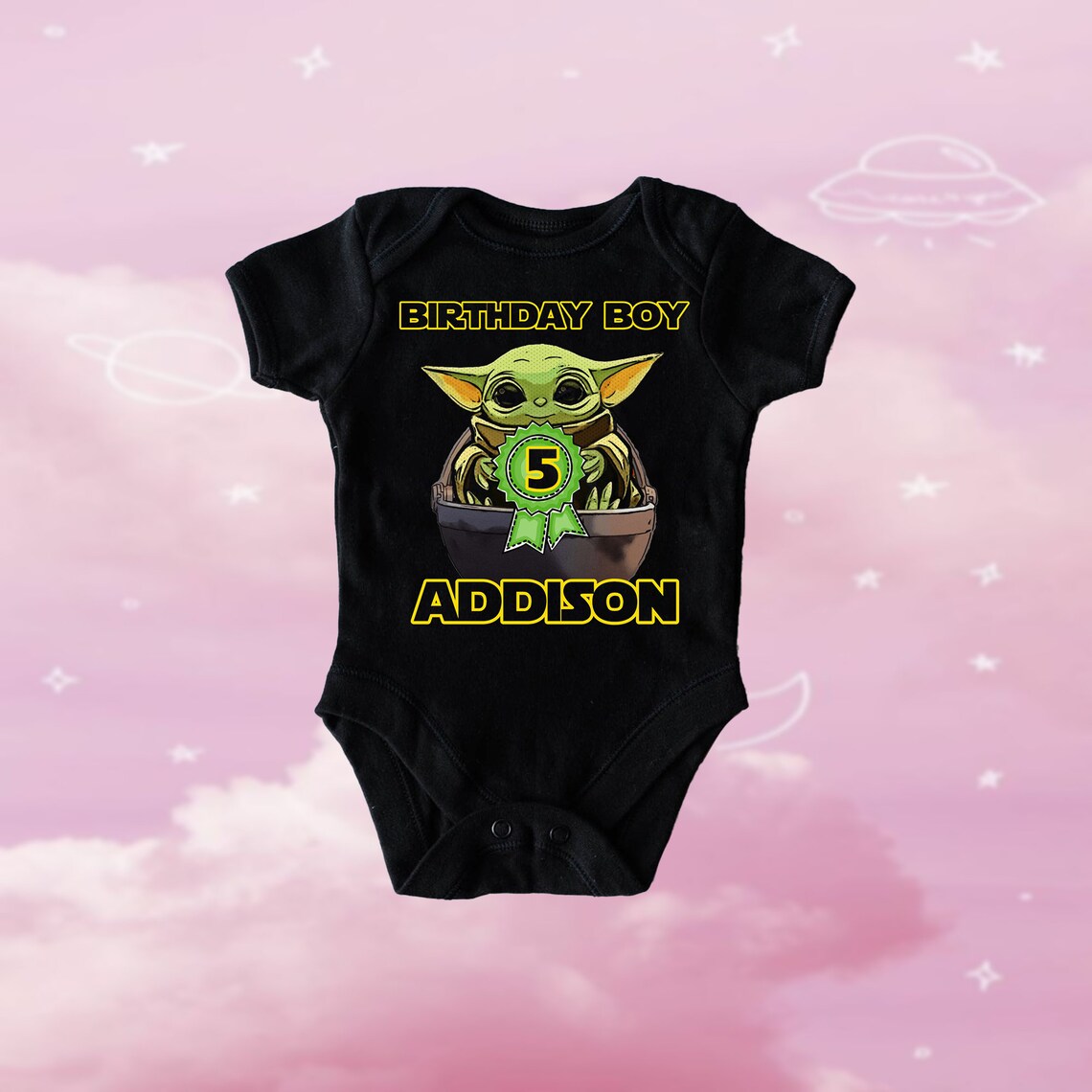 Personalised Baby Yoda Birthday shirt Birthday Girl Boy Etsy