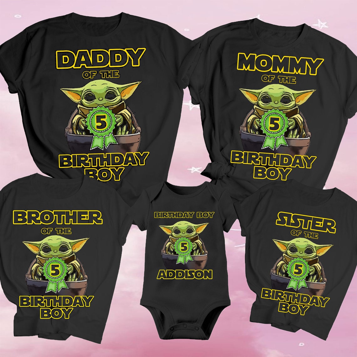 Personalised Baby Yoda Birthday shirt Birthday Girl Boy Etsy