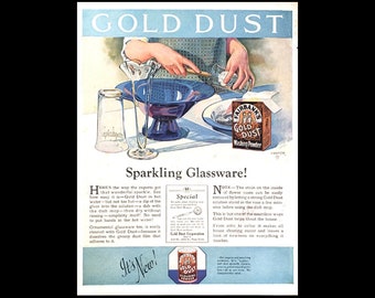 Original 1925 Gold Dust Washing Powder Glassware Magazine Ad