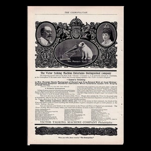 1903 Victrola Victor Talking Machine Magazine Ad, Nipper