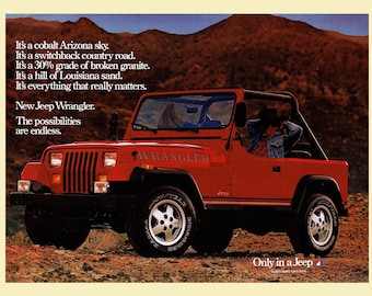 1986 Jeep Wrangler Magazine Ad • Original 8x11 Print Ad