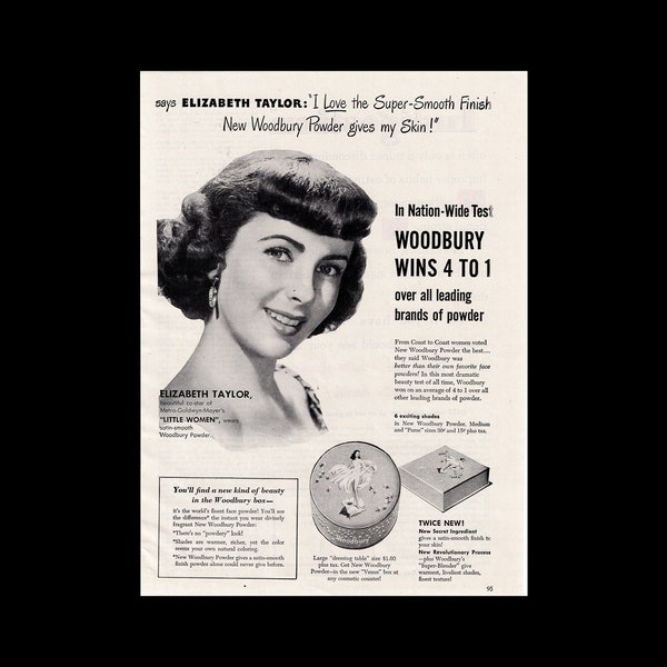1948 Elizabeth Taylor Woodbury Soap Magazine Ad