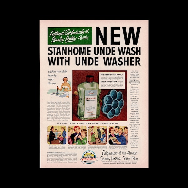 1951 Unde Wash Retro Magazine Ad, Laundry Soap