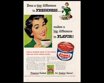 1954 Chase & Sanborn Coffee Retro Magazine Ad