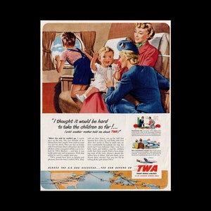 1950 TWA Trans World  Airlines Magazine Ad