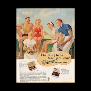 1930s Whitman&#39;s Sampler Candy Summertime Magazine Ad