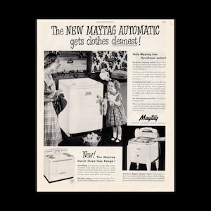 1951 Maytag Washer Retro Home Appliance Original Magazine Ad