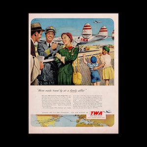 1950 TWA Trans World Airlines &quot;Family Affair&quot; Magazine Ad
