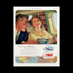 1952 TWA Airlines Magazine Ad, Trans World Airlines