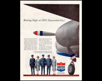 1951 United Airlines Magazine Ad, United Air Lines
