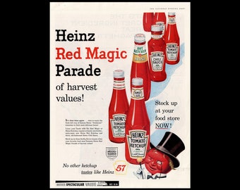 1959 Heinz Tomato Ketchup "Red Magic Parade" Magazine Ad
