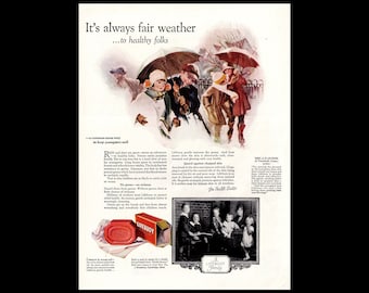 Original 1920s Lifebuoy Soap Rainy Day Magazine Ad