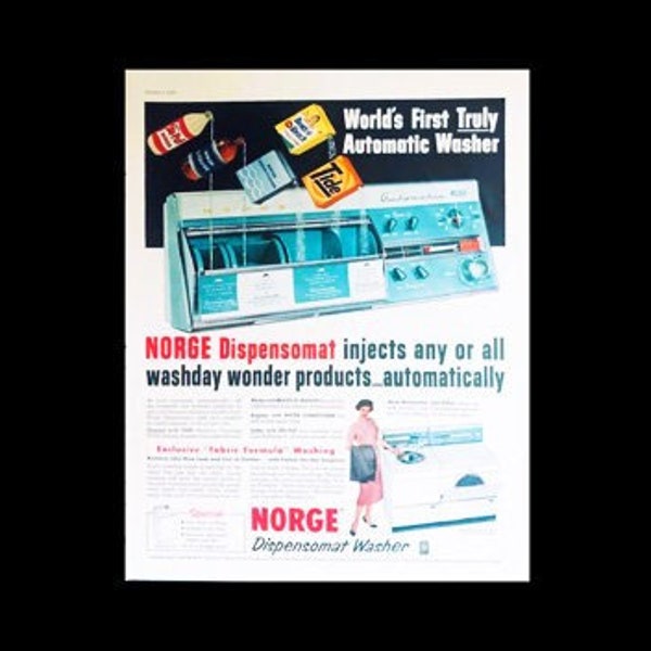 1958 Norge Dispensomat Washer Tide Magazine Ad