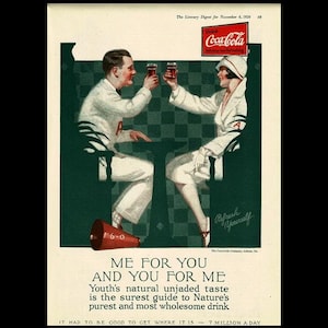 1926 Coca-Cola Soda Pop Magazine Ad, College Students Pep Rally Cheer Leaders