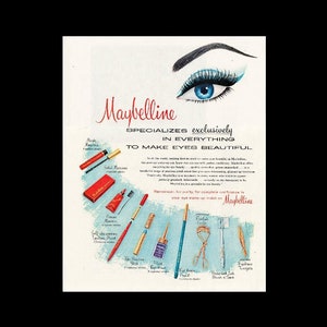 RARE 1960 Maybelline Cosmetics Beauty Magazine Ad