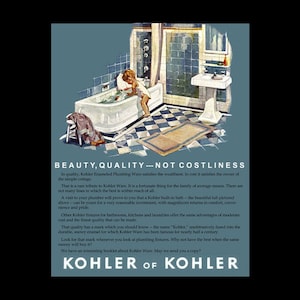 Kohler of Kohler Retro Poster Art Print, Bathroom Plumbing Fixtures