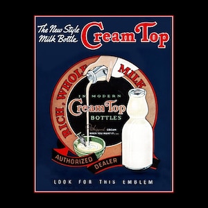 1930s Cream Top Milk Bottle Poster Art Print
