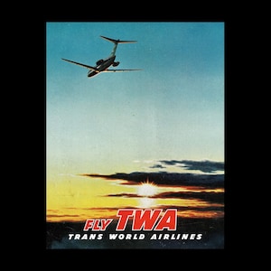 TWA Trans World Airlines 1960s Retro Travel Poster Art Print