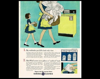 1962 General Electric Washing Machine Magazine Ad