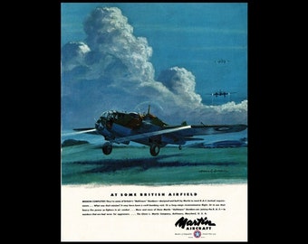 Original 1941 Martin Aircraft Baltimore R.A.F. Bomber Magazine Ad