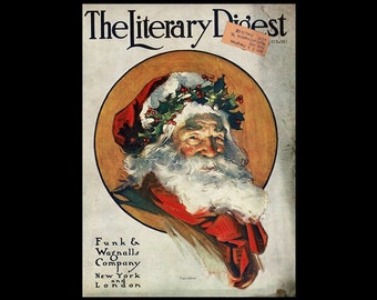 1915 JC Leyendecker Christmas Santa Claus Literary Digest MAGAZINE COVER Only