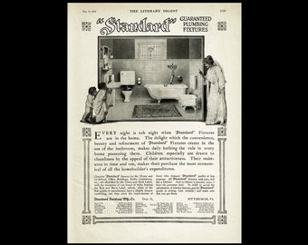 1912 Standard Bathroom Plumbing RARE Magazine Ad