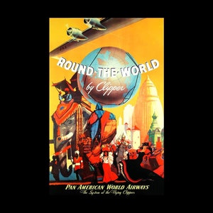 Pan American Airlines 1940s Retro Poster Art Print