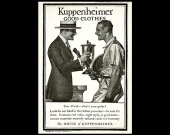 RARE 1920 J.C. Leyendecker House of Kuppenheimer Clothing Fashion RARE Magazine Ad