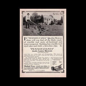 1915 Pennsylvania Lawn Mower Magazine Ad, Supplee-Biddle Hardware Company
