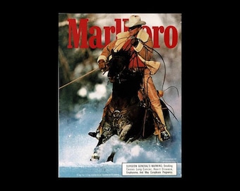 1991 Marlboro Cigarettes Magazine Ad, Western Cowboy Ranch Decor Roping Cowboy