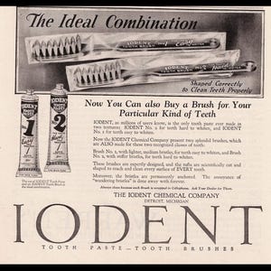 1926 Iodent Tooth Paste Magazine Ad, Toothpaste Bathroom Decor