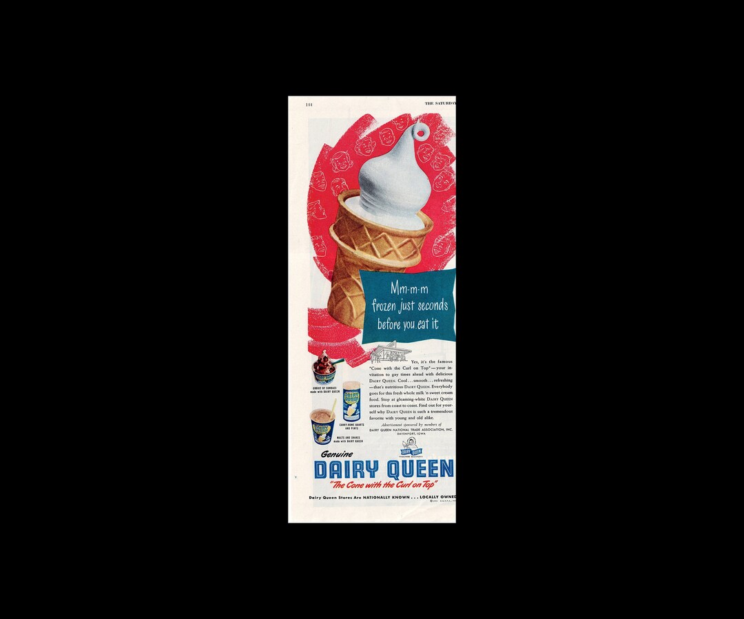 1951 Dairy Queen curl on the Top Magazine Ad Soft Etsy