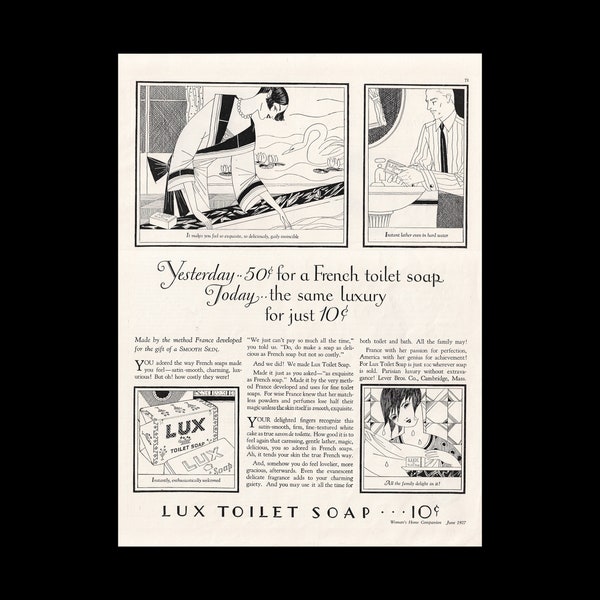 Original 1927 Art Deco Lux Toilet Soap Beauty Magazine Ad