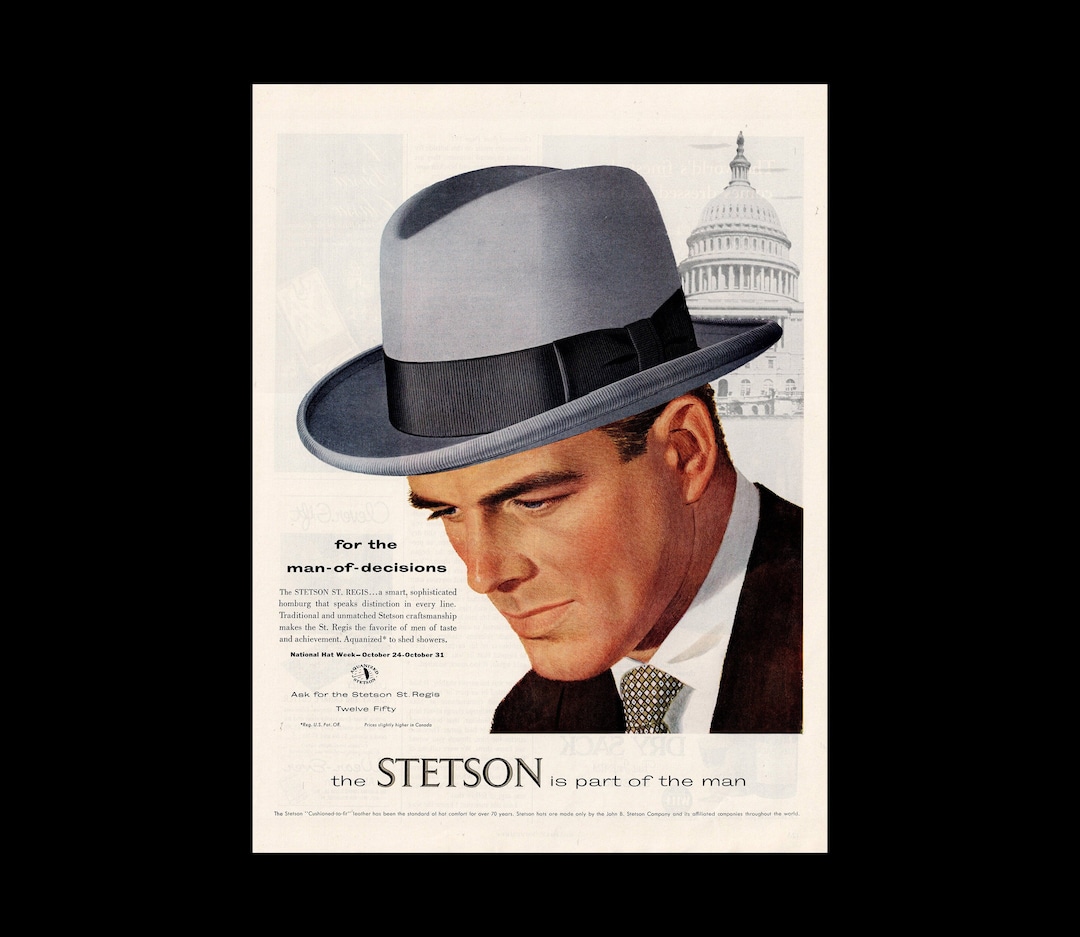 1950s Stetson Hat St. Regis Fashion Magazine Ad - Etsy