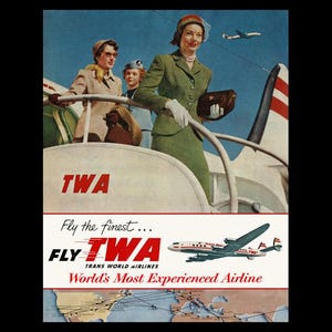 1950s TWA Trans World Airlines Retro Travel Mini Poster Art Print