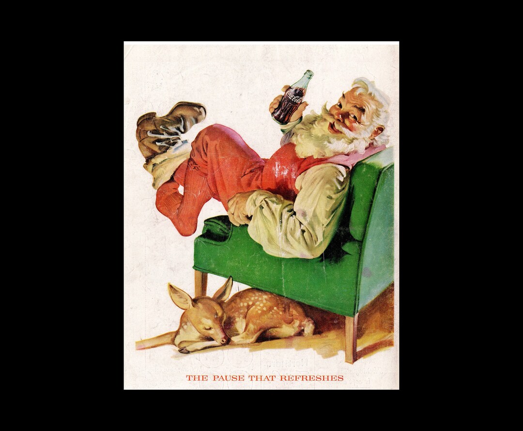 1958 Coca-cola coke Santa Christmas Holiday Magazine Ad - Etsy
