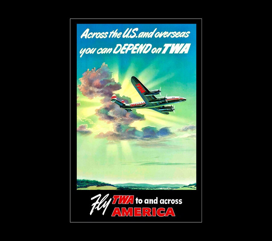 TWA Airlines 1960s Retro Travel Poster Art Print (11x17) - Etsy