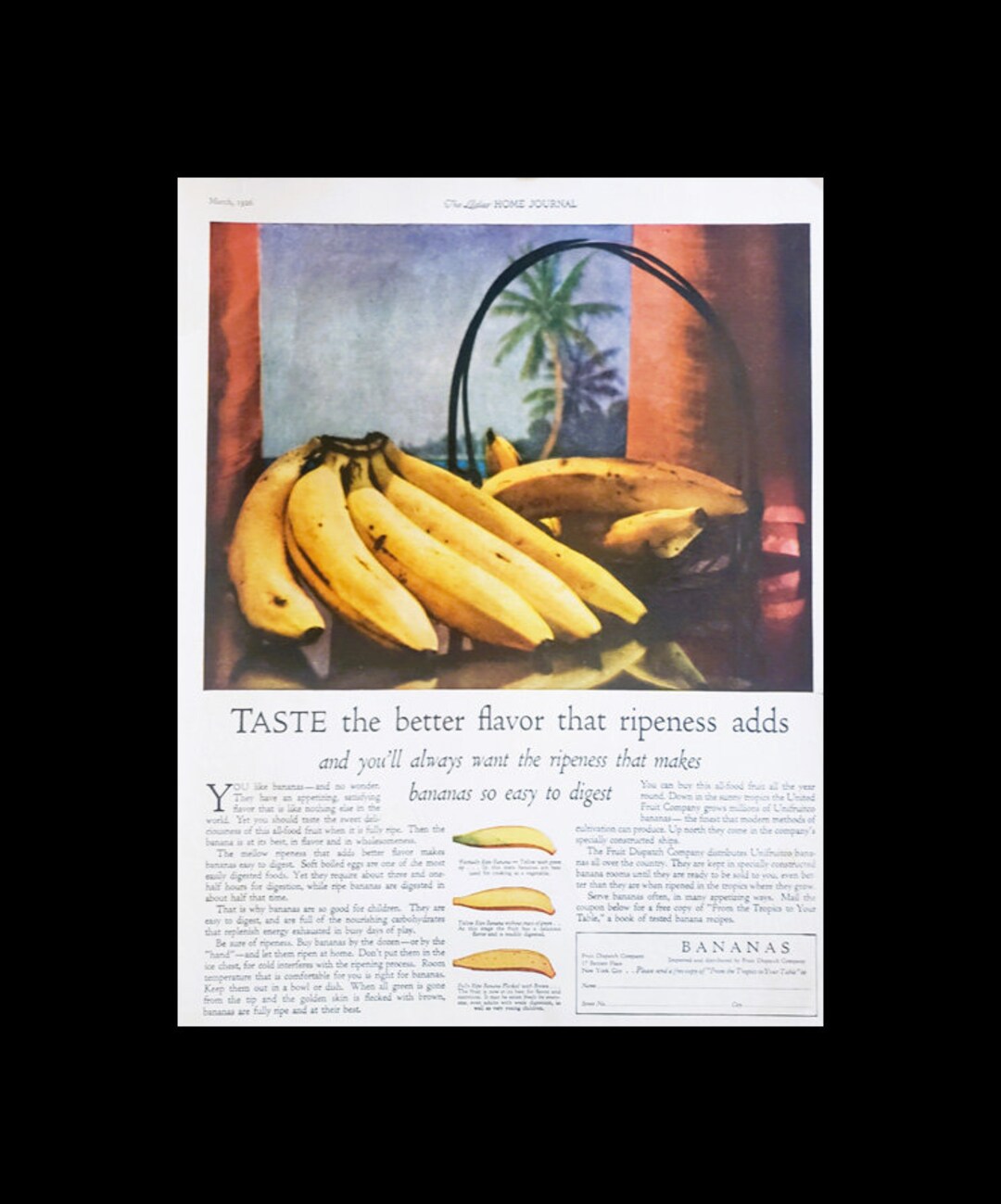 1926 Banana United Fruit Company Magazine Ad, Tropical Fruit Etsy
