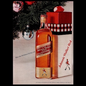 1970s Johnnie Walker Scotch Whisky Christmas Original Magazine Ad, Whiskey bild 1